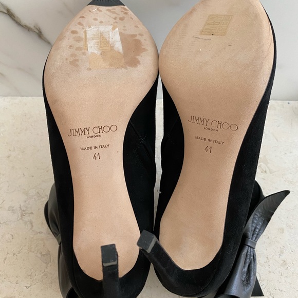 Jimmy Choo-Kassidy Suede Booties/Leather Bow - Picture 6 of 7